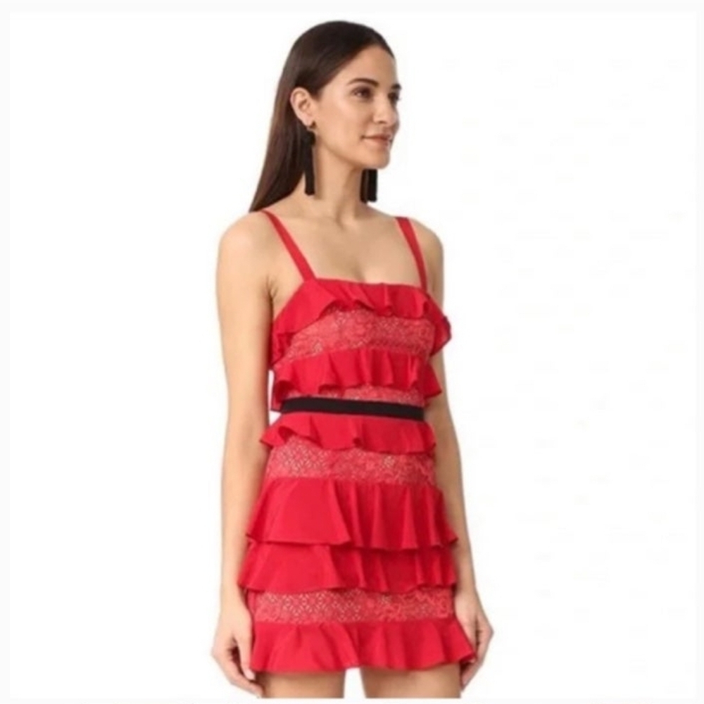 FOR LOVE AND LEMONS Red Ruffled Sleeveless Dress